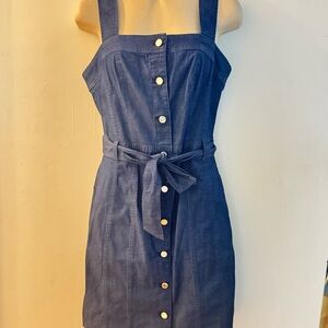 White House Black Market Blue and White Sleeveless Mini Dress